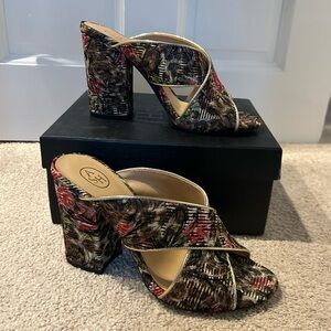 Ash Multicolor Open-Toe Block Heel Mules